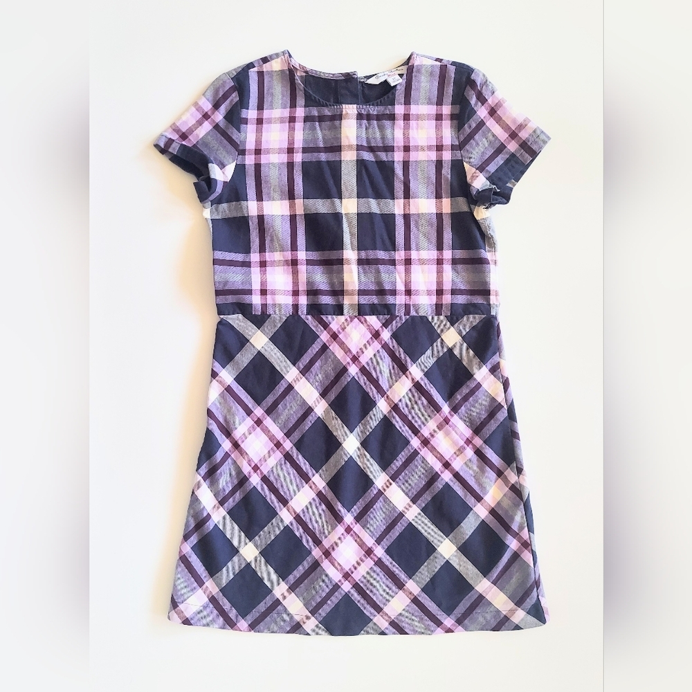 Brooks Brothers Fleece Purple Plaid Short Sleeve Dress Girls Size 12